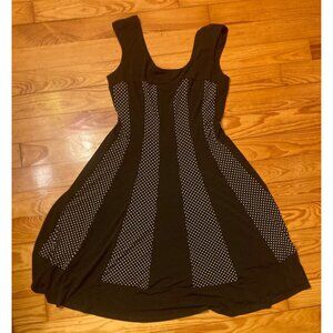 **SOLD** Connected Apparel Black & White Polka Dot Color Block Midi Dress